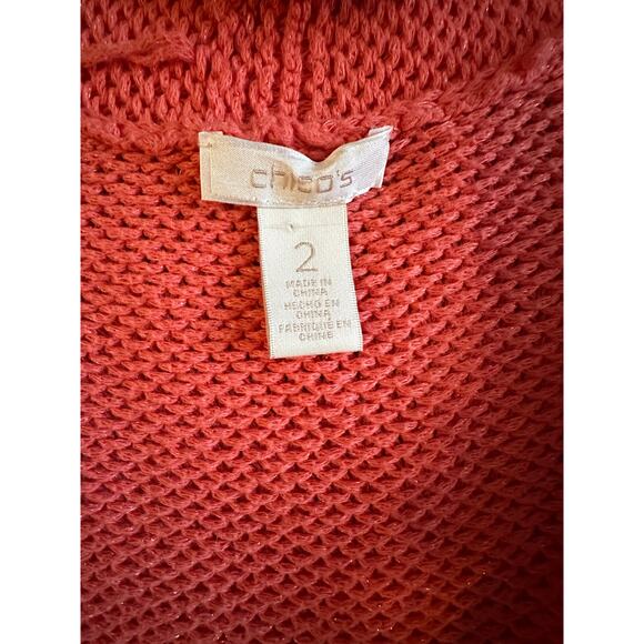 Chico’s Women’s Coral Open Knit Cardigan – Size 2 (XL) CoastalGrandma Boho - Picture 6 of 8